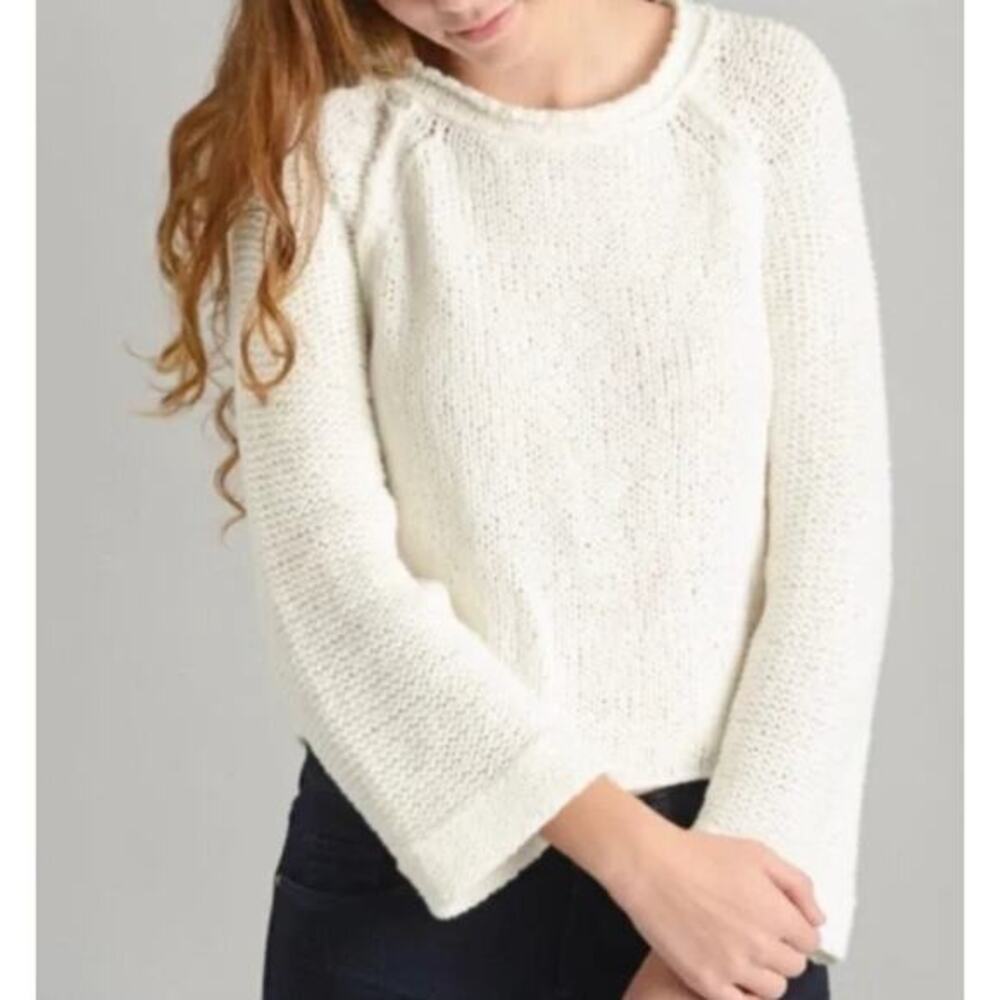 Free People XS cream cutout chunky knit Crop Sweater - Picture 6 of 6